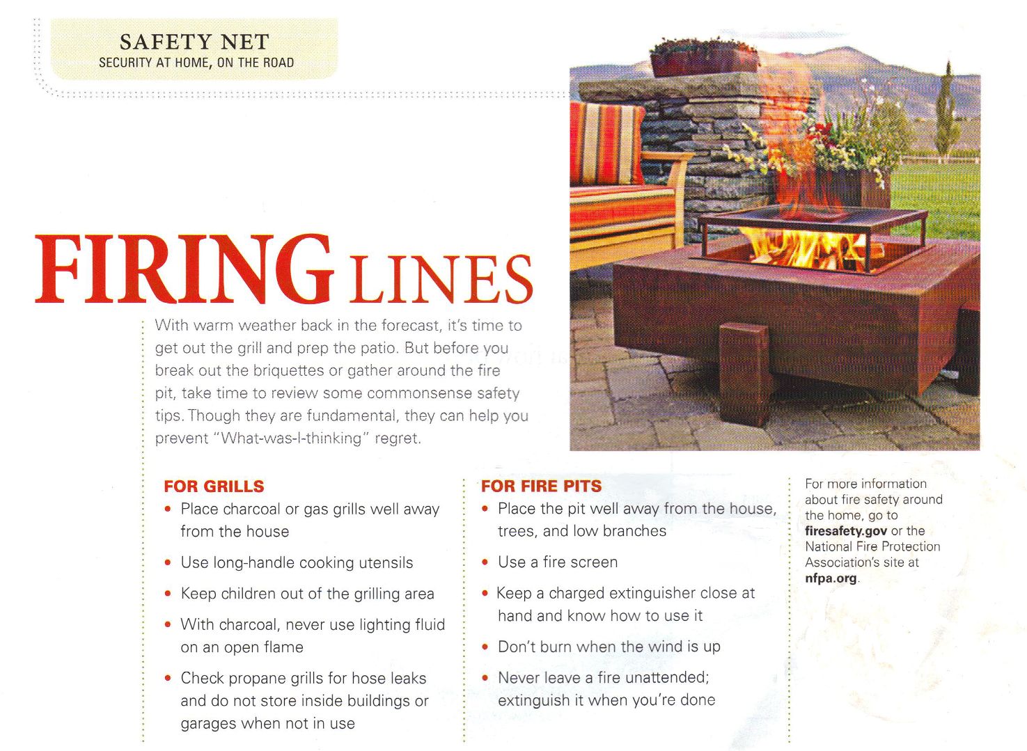 Safety For Use of Outdoor Grills and Fire Pits